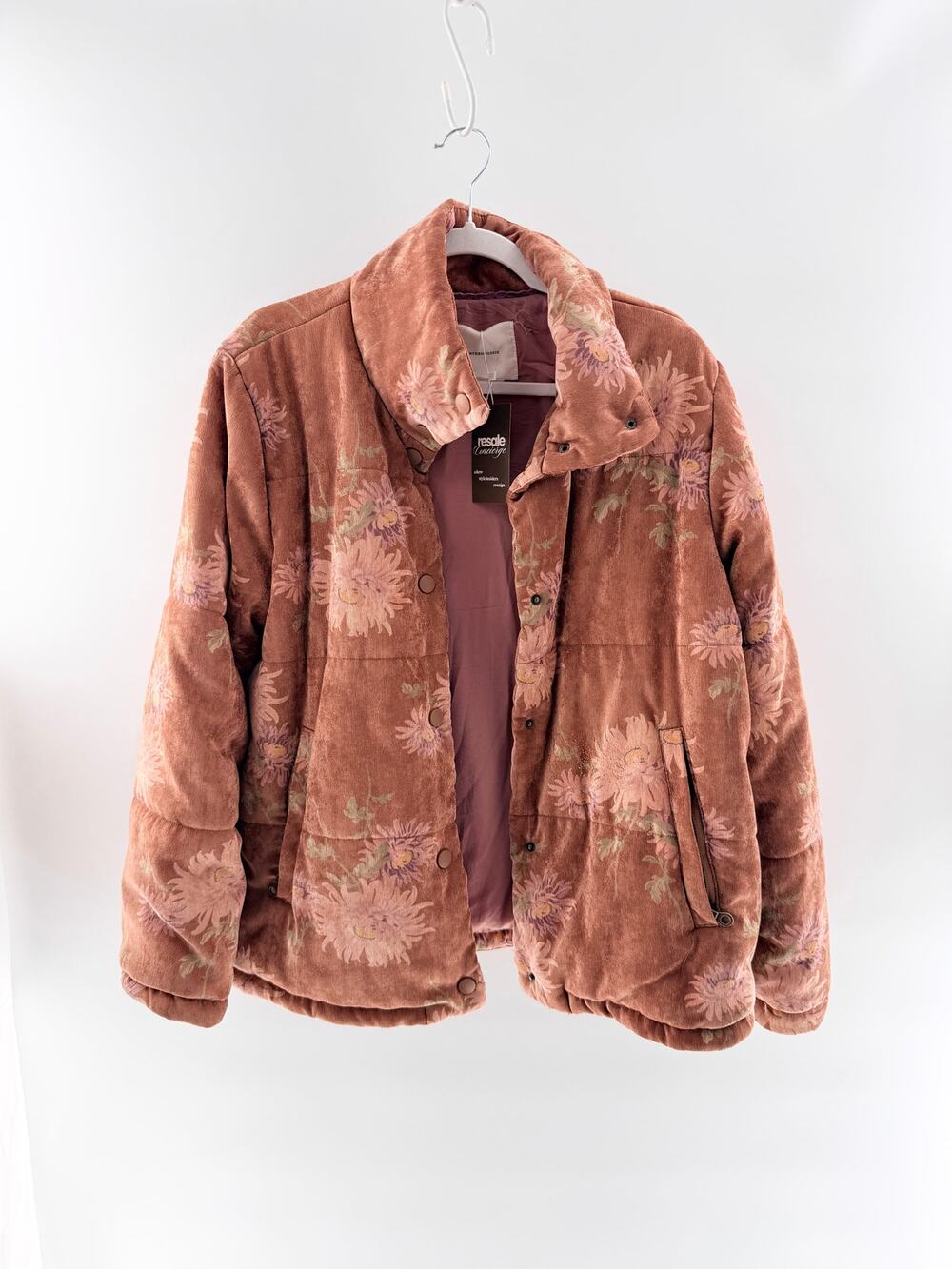 Anthropologie Tapestry Floral Soft Long Sleeve Bomber Jacket Brown Women's Large